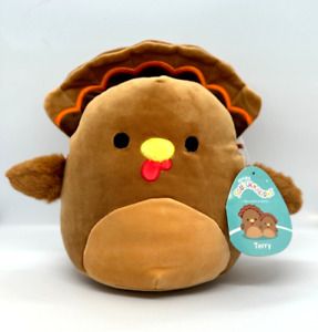 Squishmallows Kellytoy Thanksgiving Terry the Brown Turkey With Beige Belly 8