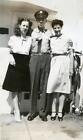 PP208 Vtg Photo WWII ERA MILITARY MAN WITH TWO WOMEN c 1940's