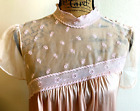 Vintage 60's Embroidered Floral Nightgown Pink Long Women's M 14-16 By FORMFIT