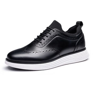 Men's Dress Sneaker Oxfords Casual Wingtip Brogue Non-Slip Formal Shoes Black