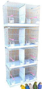 4-Stackable Breeding Bird Aviary Cages Side Nest Doors With Center Dividers