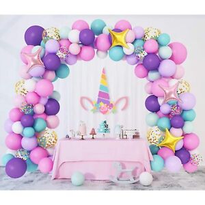 138Pcs Unicorn Balloons Arch Garland Kit, Unicorn Birthday Party Decorations F