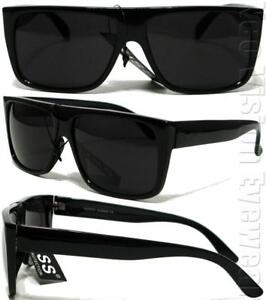 Gangster Flat Top Square Sunglasses OG LOC Style Super Dark Black K60SD