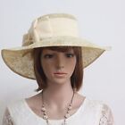New Woman Church Derby Wedding Party Sinamay Dress Hat 174503 Ivory w embroidery