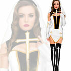 Sexy Women Bad Habit Nun Costume with Stocking Religious Sister Halloween Dress