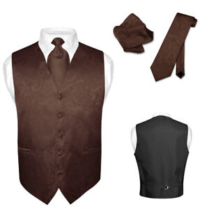 Men's Dress VEST NeckTie for Suit Tuxedo PAISLEY Design Mens Vests Tie Hanky Set
