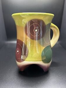 Zeber Martell Signed Three Footed Studio Art Pottery Coffee Mug