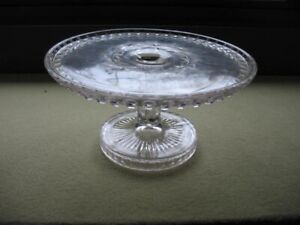 Vintage round CAKE stand glass plate 9-1/2