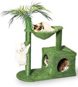 27.5 Inch Cat Tree, Indoor Cat Tower with Sisal Cat Scratching Post, Hammock and