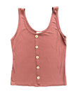 Free Kisses Rust Color ribbed tank top Faux button up Medium Cute Summer Casual