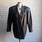 Vintage Minimalist Black Leather Duster Embroidered Biker Moto Goth Trench Coat