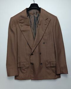 KITON Vintage Men's Cashmere Double-Breasted Brown Blazer Size 52