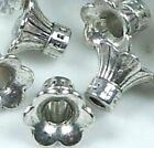 20 Antique Silver Pewter Petal Bell Flowers Caps Beads