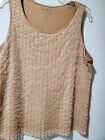 Chico's Size 2 (L) Camel Tan Tank With Mesh & Sequins Front Panel