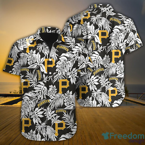 SALE !Pittsburgh Pirates Hawaiian Shirt Tropical Leaves Aloha Adult & Kid Size