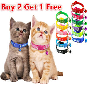 Adjustable Reflective Nylon Breakaway Cat Collar Bell For kitten Puppy Pet
