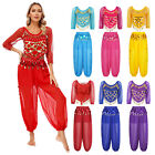 Women Outfit Shawl Set Veil Costume Lace Crop Top Self-tie Pants Bollywood Side