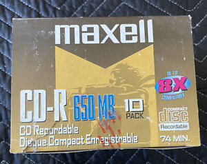 Maxell CD-R74 CD Recordable, 650 Megabyte, 74 Minute, (10-Pack) NEW SEALED