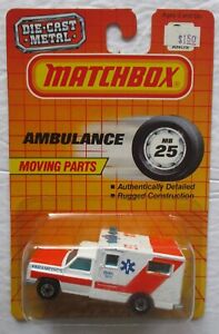 Matchbox Ambulance #25 Moving Parts 1:64 Scale Diecast 1990