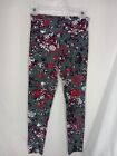 Lularoe Disney Minnie Mouse Mickey Leggings Gray Roses Floral One Size