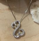 925 Sterling Silver Jane Seymour Diamond Open Hearts Pendant & 24” Necklace JWBR