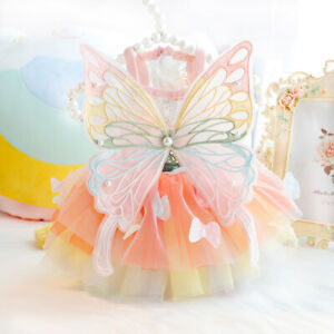 Dog Clothes Summer Small Dog Cat Princess Dress Colorful Butterfly TUTU Dress