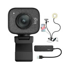 Logitech StreamCam Plus Webcam with Tripod USB Hub and Ring Light