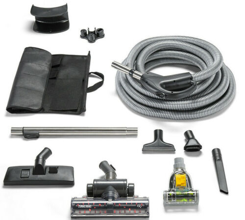 Universal Central Vacuum Cleaner 30' Hose Kit with Pet Hair Turbo Nozzles by GV