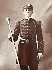 Antique Cabinet Card Young Military Cadet Music Band Holding Staff ~Carr PA