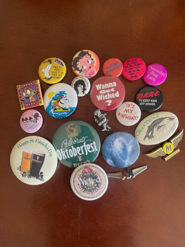 Vintage Pin and Button Lot 60s 70s 80s 90s Music Culture Entertainment