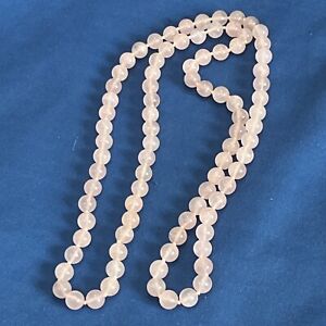 Vintage Rose Quartz Pink Gemstone 30” Necklace