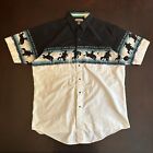 Cumberland Outfitters Aztec Western Cowboy Pearl Snap Short Sleeve Shirt Mens XL