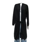 Cashmere Blend | Long Coat | Sash | B+ Quality| 2 Ply Knit| | Button | Black | L