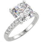 2.1 Ct Cushion Cut SI1/D Solitaire Pave Diamond Engagement Ring 14K White Gold