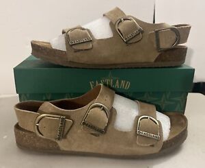 Eastland Charlestown Men’s Triple Buckle Strap Sandal Shoes Size 12 Khaki Suede