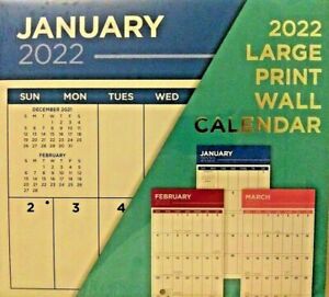 Large Print 2022 Wall Calendar 12