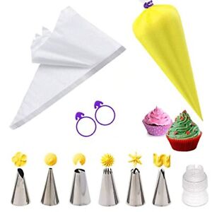 Cake Decorating Kits Supplies With 6 Cupcake Icing Tips 2 Bag Ties & 1 Couplers