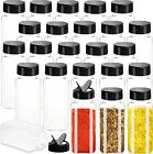24 Pack Plastic Spice Jars3.5oz Square Clear Seasoning Storage Containers wit...