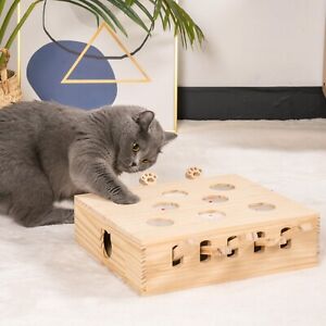 MewooFun Whack-a-mole Solid Wood Toys for Indoor Mice Game Cat Toys Interactive