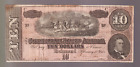 CONFEDERATE STATES of America $10 Note 1864 T-68 CSA Civil War Currency