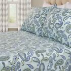 Traditional Flannel 100% Cotton Paisley Deep Fitted Bed Sheet Set & Pillowcases