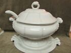 White Porcelain Red Cliff Ironstone Grape Oval Tureen w/Underplate Ladle & Lid
