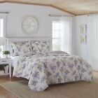 Laura Ashley Keighley Quilt Set 3PC 100% Cotton Reversible Natural Breathable
