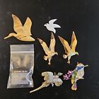 Vtg /Mod Brooch Lot Figural Birds Duck Signed Hand Painted Phesant S Silver Ear