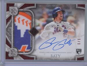 2023 Topps Transcendent Brett Baty RED ROOKIE PATCH AUTO #1/1 signed Mets RC