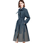 Womens Outwear Lapel Collar Belted British Trench Coats Fashion Mid Long Jacket