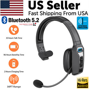 Trucker Bluetooth 5.2 Wireless Headset With Noise Cancelling Mic For Phones PC