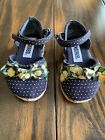 Gymboree Prep Club Girls Shoes Size 3M, Navy Blue Yellow Forals