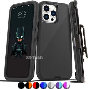 For iPhone 15 14 13 12 Plus 11 Pro Max Shockproof Heavy Duty Case + Belt Clip