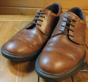ECCO Shoes Mens Size 10 Queenstows Derby Oxfords Brown Leather Plain Toe Casual